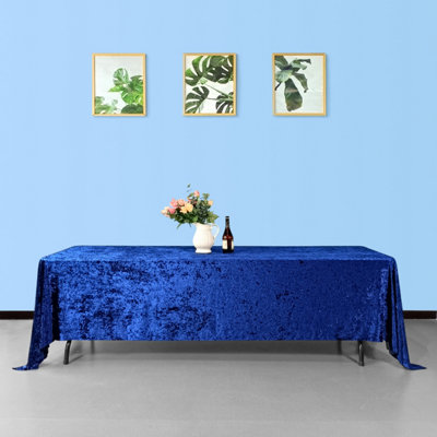 Neel Blue Diamond Velvet Rectangle TableclothNavy Blue 70 Inch X 144 Inch from B&Q