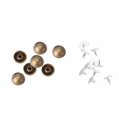 Neel Blue Pack Of 100 Bronze Metal Round Domed Mushroom Punk Stud Rivets10mm from B&Q