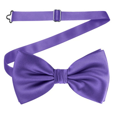 Neel Blue Men's Bow Ties Colourful Plain Solid Satin Polyester Adjustable Pre-TiesPurple from B&Q