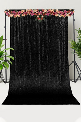 B&Q -  Shiny Fabric Sequin Backdrop Glitter CurtainBlack4Ft X 9Ft