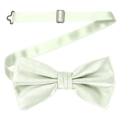 Neel Blue Men's Bow Ties Colourful Plain Solid Satin Polyester Adjustable Pre-TiesIvory from B&Q
