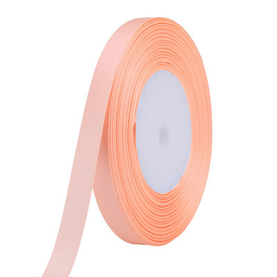Neel Blue 15mm Peach Double Sided Satin Polyester Ribbon Roll25 Metres from B&Q