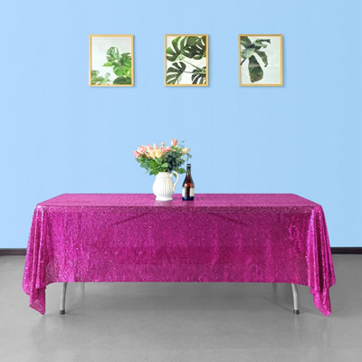 Neel Blue 70X108 Inch Rectangle Sequin TableclothFuchsia from B&Q
