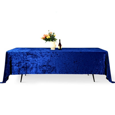 Neel Blue Diamond Velvet Rectangle TableclothNavy Blue 90 Inch X 156 Inch from B&Q