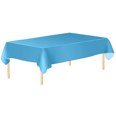 Neel Blue Blue/Light Neel Plastic Table Cover, Disposable Wipe Clean Waterproof Tablecloth - 54"X108"