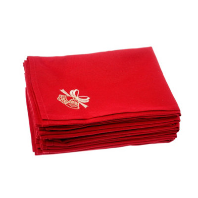 B&Q -  Jingle Bell Printed Christmas Napkins Polyester ServietteRed