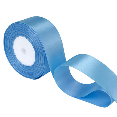 B&Q -  25mm Baby Blue Double Sided Satin Polyester Ribbon Roll25 Metres