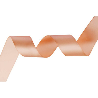 B&Q -  Peach Double Sided Satin Ribbon Polyester Ribbon Roll25mm X 10 Metres