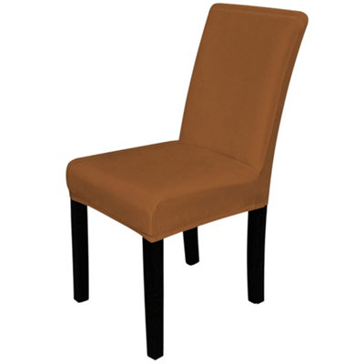 Neel Blue 220Gsm Universal Dining Velvet Chair CoverBrown TanPack Of 1 from B&Q