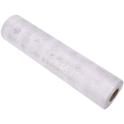 Neel Blue 25M X 29Cm Christmas Snowflake Organza Roll Snow Sheer Glitter FabricWhite from B&Q