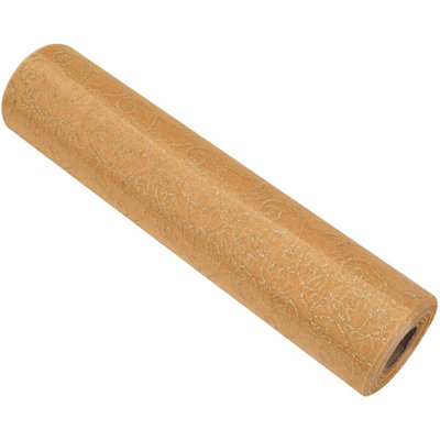 Neel Blue 25M X 29Cm Organza Roll Sparkle Snow Sheer Glitter Fabric With Flocked DesignGold from B&Q