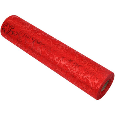 Neel Blue 25M X 29Cm Organza Roll Sparkle Snow Sheer Glitter Fabric With Flocked DesignRed from B&Q