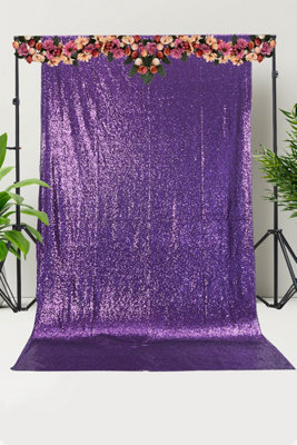 B&Q -  Shiny Fabric Sequin Backdrop Glitter CurtainPurple4Ft X 9Ft