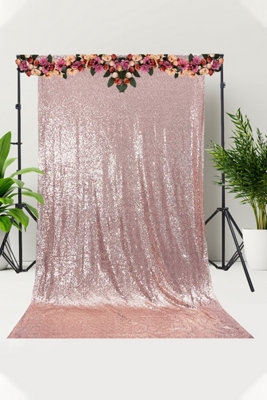 B&Q -  Shiny Fabric Sequin Backdrop Glitter CurtainRose Gold4Ft X 9Ft