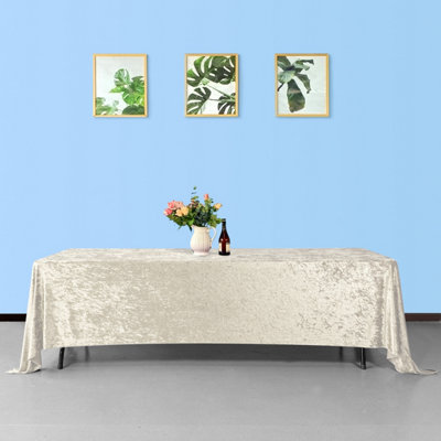Neel Blue Diamond Velvet Rectangle TableclothChampagne 70 Inch X 144 Inch from B&Q