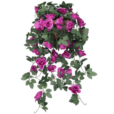 B&Q -  Purple Artificial Rose Flower Hanging Vines Silk Garland18 Flowers110Cm(3.6Ft)