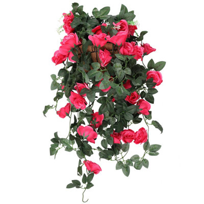 Neel Blue Rose Red Artificial Rose Flower Hanging Vines Silk Garland18 Flowers110Cm(3.6Ft) from B&Q
