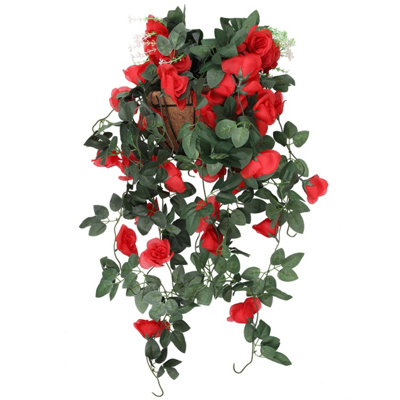 Neel Blue Red Artificial Rose Flower Hanging Vines Silk Garland18 Flowers110Cm(3.6Ft) from B&Q