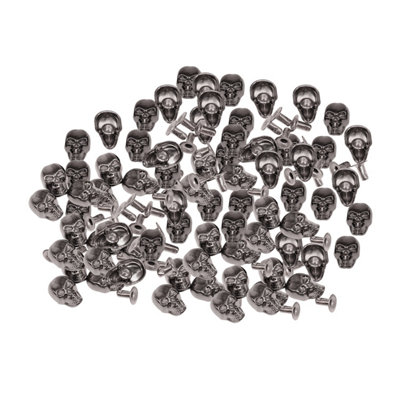 Neel Blue 9mm X 15mm Gunmetal Black Plastic Skull Head Rivet Studs With Base Pin- 100Pcs from B&Q