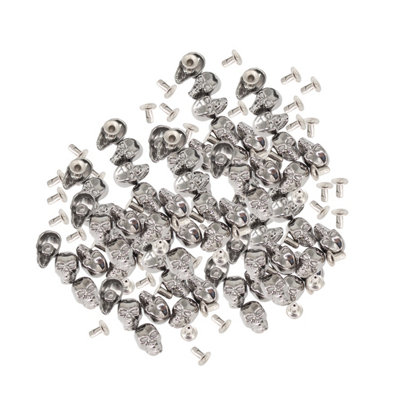 Neel Blue 9mm X 15mm Silver Plastic Skull Head Rivet Studs With Base Pin- 100Pcs from B&Q
