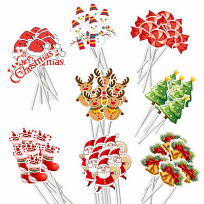 B&Q -  Christmas Cocktail Sticks Cupcake Toppers8 Different Styles For Xmas Party Supplies Favor