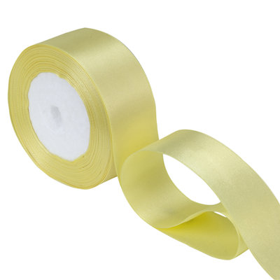 Neel Blue 25mm Canary Double Sided Satin Polyester Ribbon Roll25 Metres from B&Q
