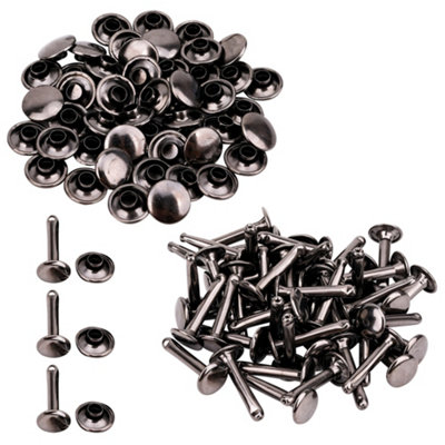 B&Q -  9mm X 14mm Extra Long Double Cap Tubular RivetsGunmetal Black50Pcs