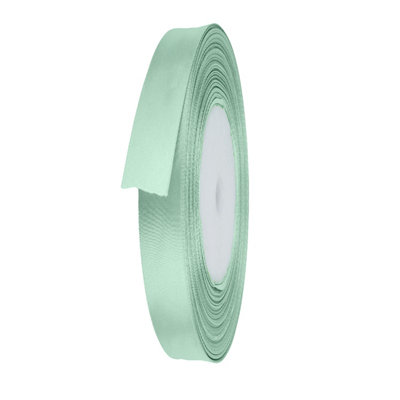 B&Q -  15mm Pastel Green Double Sided Satin Polyester Ribbon Roll25 Metres
