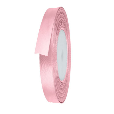 B&Q -  15mm Powder Pink Double Sided Satin Polyester Ribbon Roll25 Metres