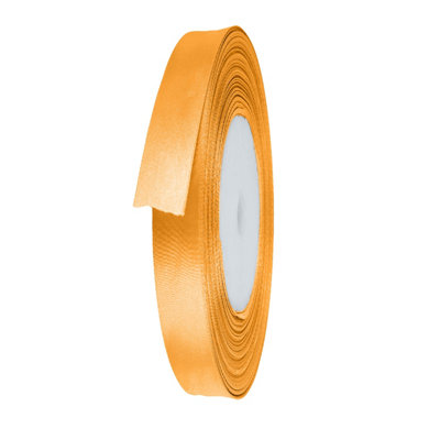 B&Q -  15mm Tangerine Orange Double Sided Satin Polyester Ribbon Roll25 Metres