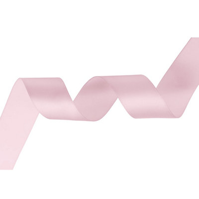 B&Q -  Powder Pink Double Sided Satin Ribbon Polyester Ribbon Roll40mm X 10 Metres