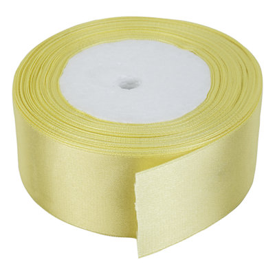 Neel Blue 50mm Canary Double Sided Satin Polyester Ribbon Roll25 Metres from B&Q