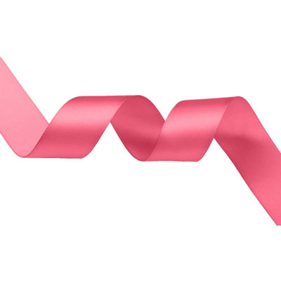 B&Q -  Rose Pink Double Sided Satin Ribbon Polyester Ribbon Roll50mm X 10 Metres