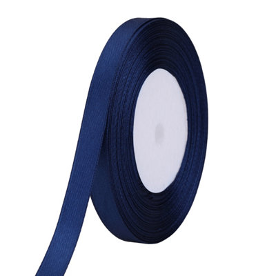 Neel Blue 6mm Navy Double Sided Satin Polyester Ribbon Roll25 Metres from B&Q