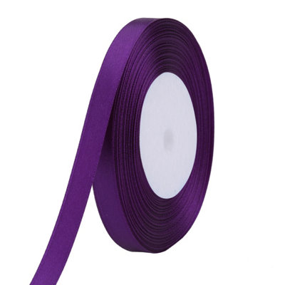 Neel Blue 6mm Purple Double Sided Satin Polyester Ribbon Roll25 Metres from B&Q