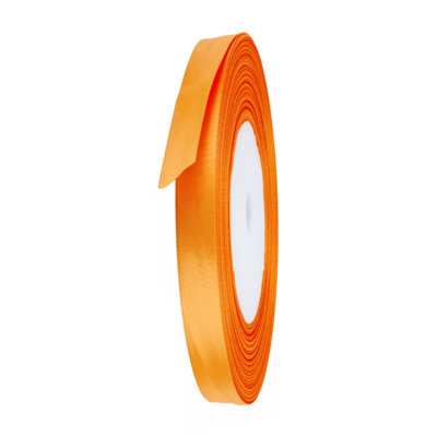 B&Q -  10mm Fluorescent Orange Double Sided Satin Polyester Ribbon Roll25 Metres