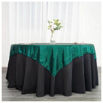 B&Q -  Emerald Green Sequin Square Table Cloth Overlay Sparkly Glitter Table Cloth50X50