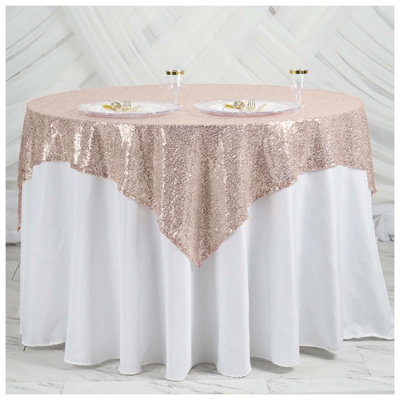 B&Q -  Rose Gold Sequin Square Table Cloth Overlay Sparkly Glitter Table Cloth50X50