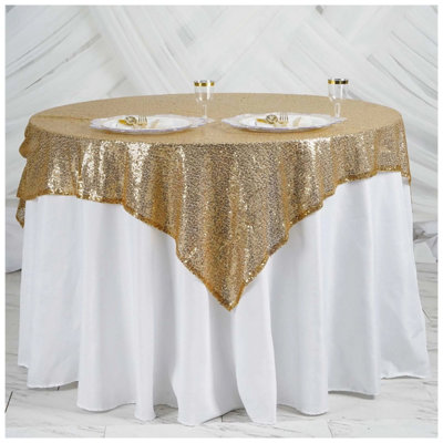 B&Q -  Gold Sequin Rectangle Table Cloth Overlay Sparkly Shiny Glitter Tablecloth50X72