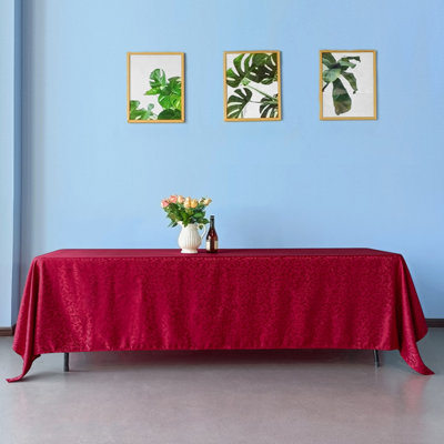 Neel Blue 90 X 132 Inch Rectangle Damask TableclothScrolled Leaves Pattern Circular Linen Table CoverRed from B&Q