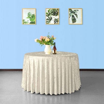 Neel Blue Diamond Velvet Round TableclothChampagne 90 Inch from B&Q