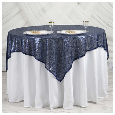 B&Q -  Navy Sequin Ractangle Table Cloth Overlay Sparkly Shiny Glitter Tablecloth50X102