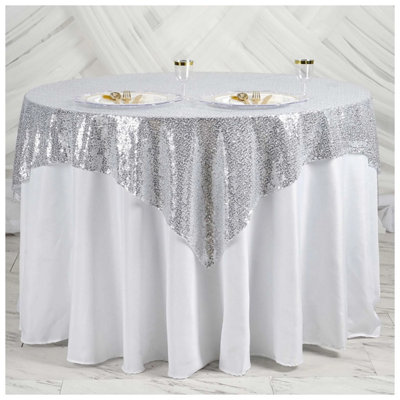 B&Q -  Silver Sequin Ractangle Table Cloth Overlay Sparkly Shiny Glitter Tablecloth50X102