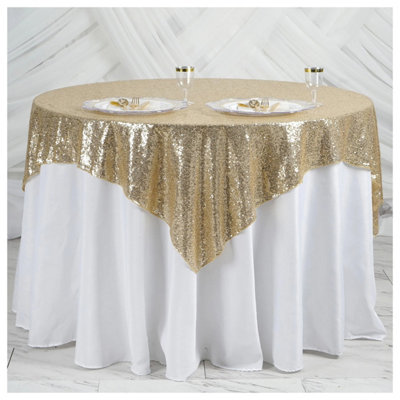 B&Q -  Champagne Sequin Rectangle Table Cloth Overlay Sparkly Shiny Glitter Tablecloth50X72