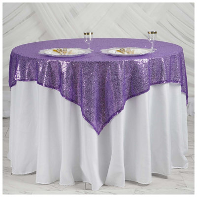B&Q -  Purple Sequin Rectangle Table Cloth Overlay Sparkly Shiny Glitter Tablecloth50X72