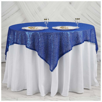 B&Q -  Royal Blue Sequin Rectangle Table Cloth Overlay Sparkly Shiny Glitter Tablecloth50X72