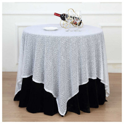 B&Q -  White Sequin Rectangle Table Cloth Overlay Sparkly Shiny Glitter Tablecloth50X72