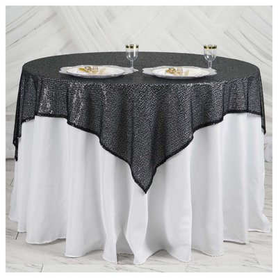 B&Q -  Black Sequin Rectangle Table Cloth Overlay Sparkly Shiny Glitter Tablecloth50X80