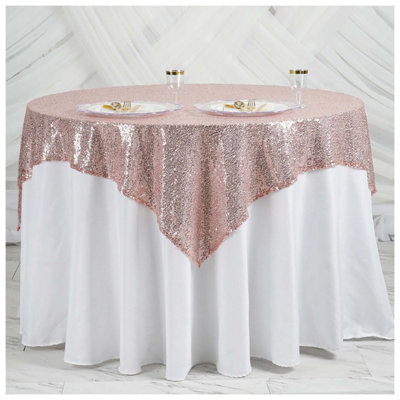 B&Q -  Blush Pink Sequin Rectangle Table Cloth Overlay Sparkly Shiny Glitter Tablecloth50X80