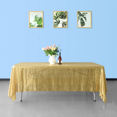 Neel Blue 70X144 Inch Rectangle Sequin TableclothChampagne from B&Q